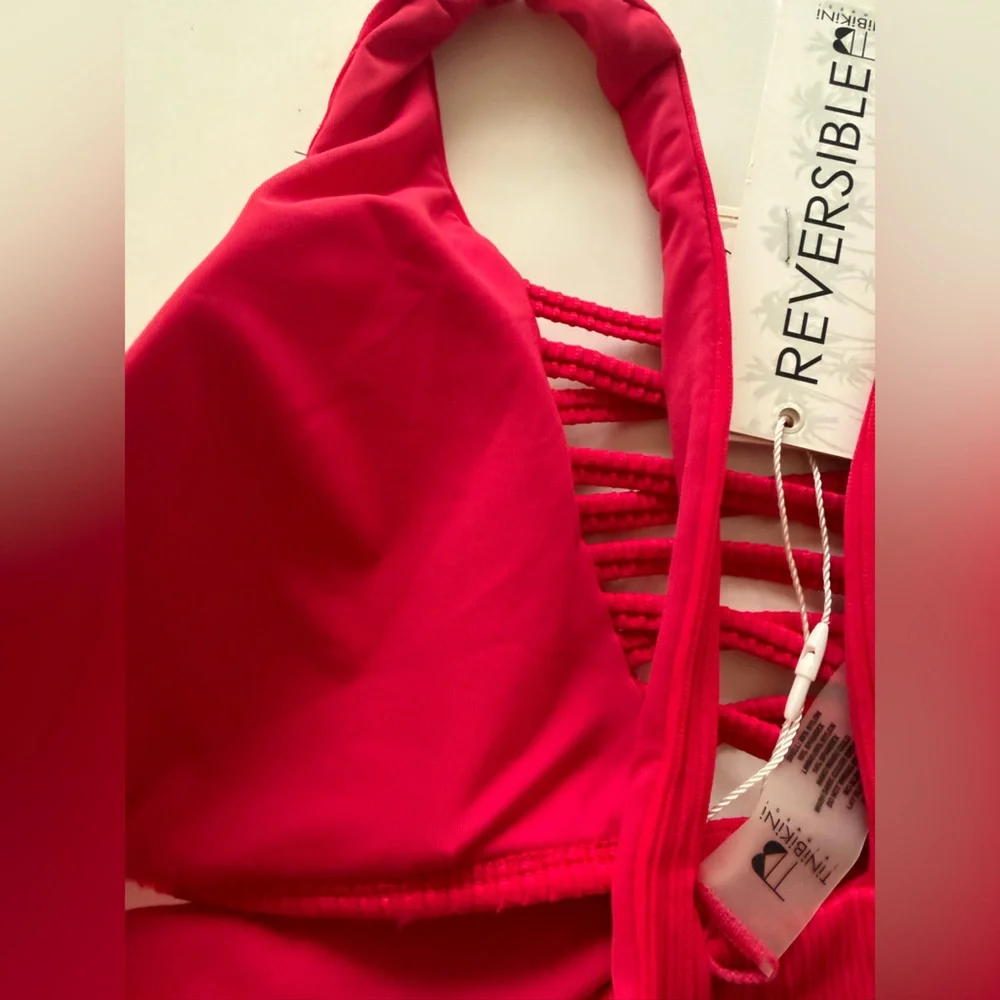 TiniBikini Reversible ‎ Crimson Crisscross Bikini Set